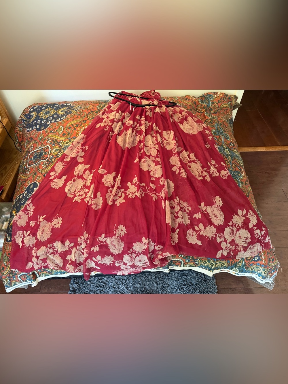 Ever After Red Floral Maxi Dress with Crisscross Back perfect for a dressy event - Picture 15 of 15